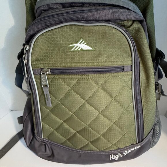 High Sierra Olive Green Padded Backpack Suspension Strap System Hiking Camping - Picture 4 of 10